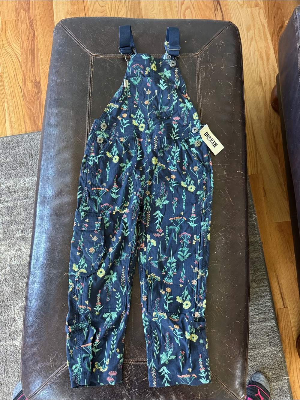 Duluth Trading Co Navy Floral Kids Overalls
